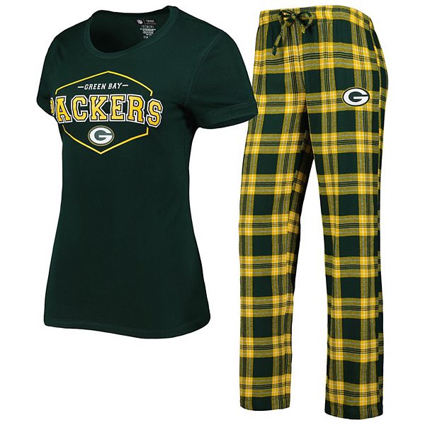 Green Bay Packers Concepts Sport Women's Plus Size Badge T-Shirt & Flannel  Pants Sleep Set - Green