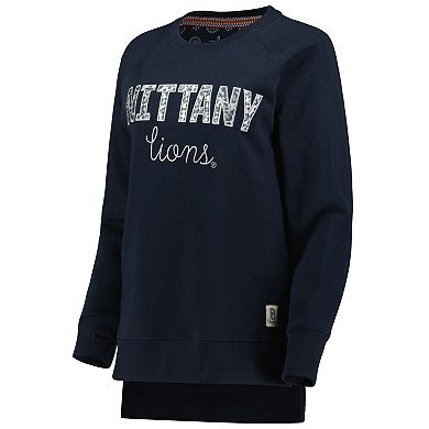 Women's Pressbox Navy Penn State Nittany Lions Steamboat Animal Print Raglan Pullover Sweatshirt