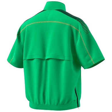 Men's adidas Green Miami Hurricanes Miami Nights Strategy Half-Zip Short Sleeve Jacket