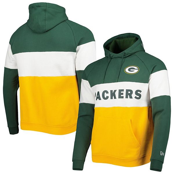 Men's New Era Gold Green Bay Packers Colorblock Current Pullover