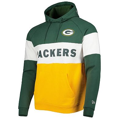Men's New Era Gold Green Bay Packers Colorblock Current Pullover Hoodie