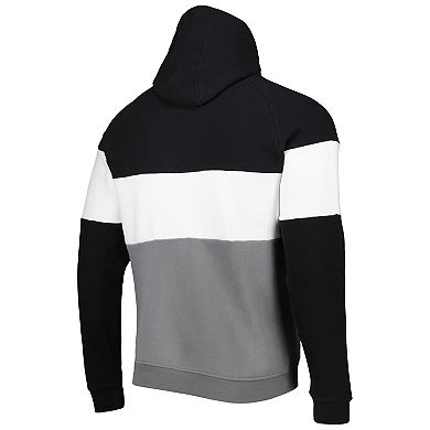 Men's New Era Silver/Black Las Vegas Raiders Colorblock Current Pullover Hoodie