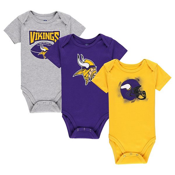 Minnesota Vikings Infant Purple/Gold/Gray Born to Be 3-Pack Bodysuit Set