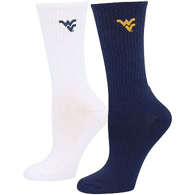 Women's ZooZatz Navy/White West Virginia Mountaineers 2-Pack Quarter-Length Socks