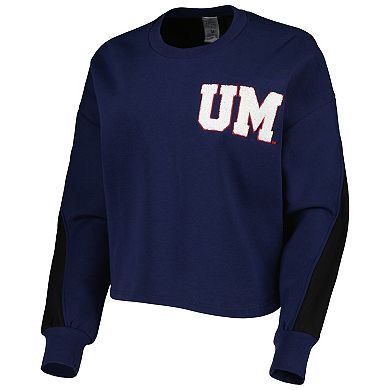 Women's Gameday Couture Navy Michigan Wolverines Back To Reality Colorblock Pullover Sweatshirt