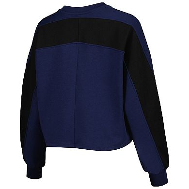 Women's Gameday Couture Navy Michigan Wolverines Back To Reality Colorblock Pullover Sweatshirt