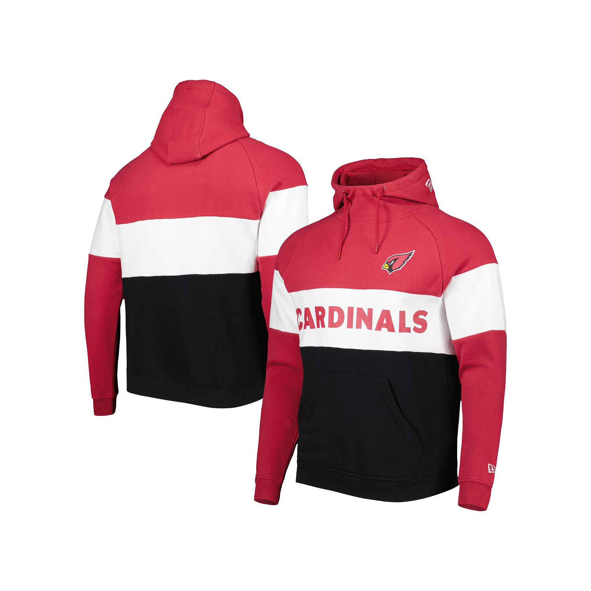Mens New Era Black/Cardinal Arizona Cardinals Colorblock Current Pullover 