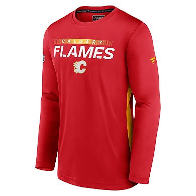 Men's Fanatics Branded Red Calgary Flames Authentic Pro Rink Performance Long Sleeve T-Shirt