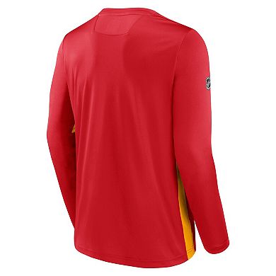 Men's Fanatics Branded Red Calgary Flames Authentic Pro Rink Performance Long Sleeve T-Shirt