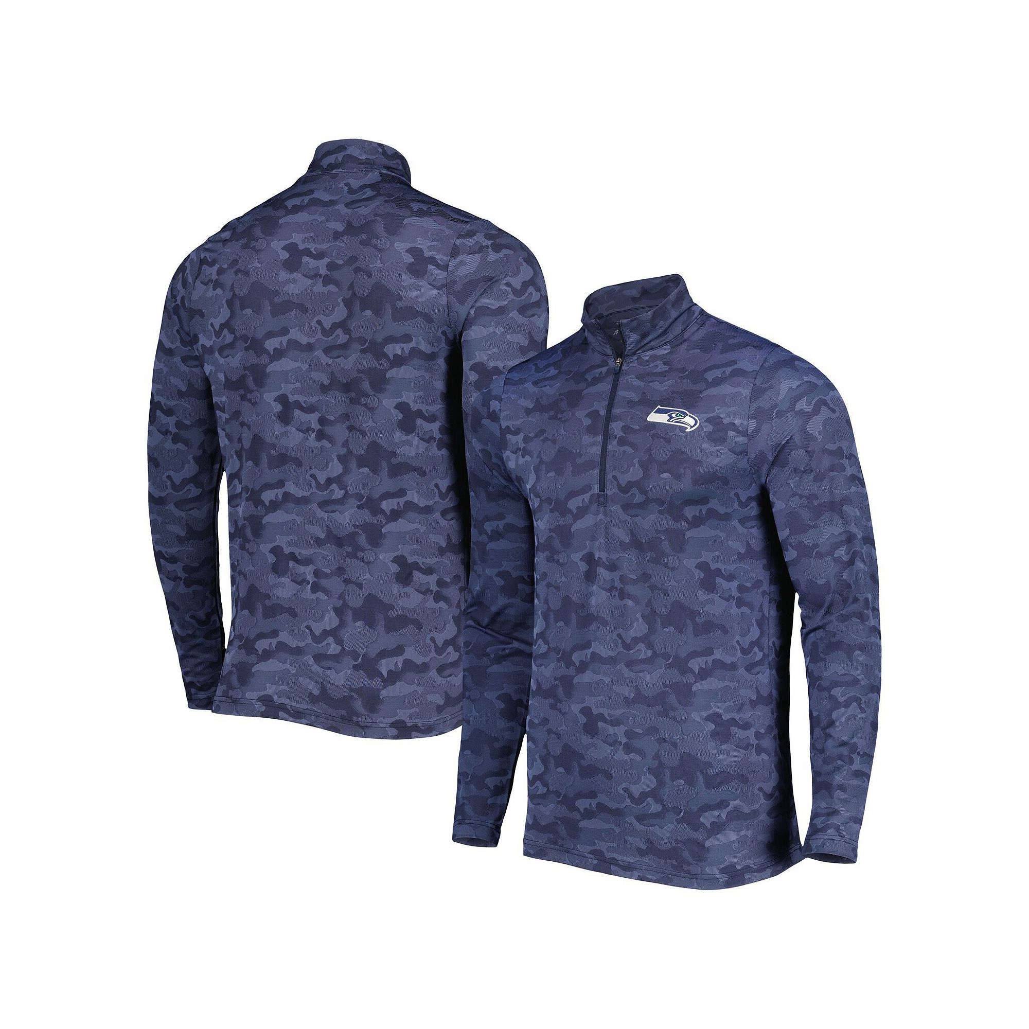 Mens Antigua College Navy Seattle Seahawks Brigade Quarter-Zip Sweatshirt,