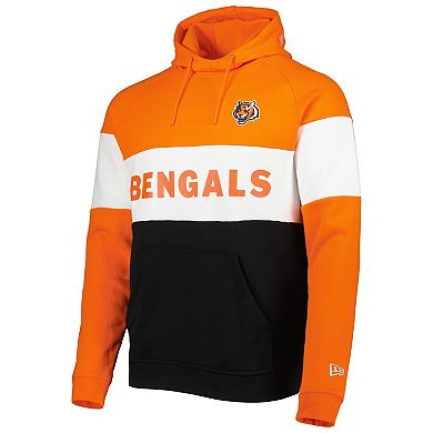 Men's New Era Black Cincinnati Bengals Colorblock Current Pullover Hoodie