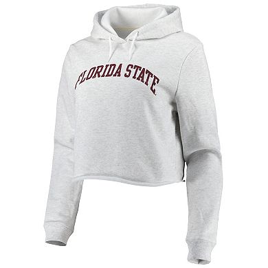 Women's League Collegiate Wear Ash Florida State Seminoles 2-Hit 1636 Cropped Pullover Hoodie