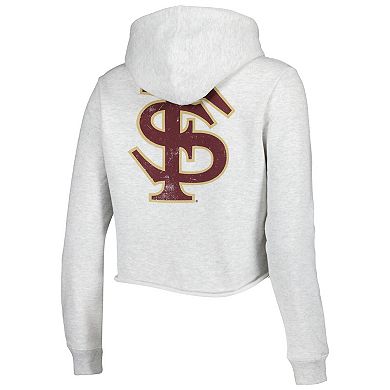 Women's League Collegiate Wear Ash Florida State Seminoles 2-Hit 1636 Cropped Pullover Hoodie