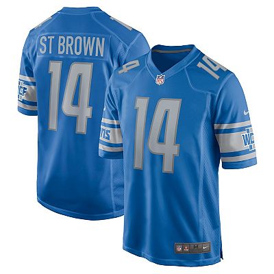 Men s Nike Amon Ra St. Brown Blue Detroit Lions Game Player Jersey