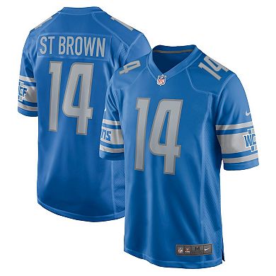 Men's Nike Amon-Ra St. Brown Blue Detroit Lions Game Player Jersey