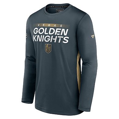 Men's Fanatics Branded Gray Vegas Golden Knights Authentic Pro Rink Performance Long Sleeve T-Shirt
