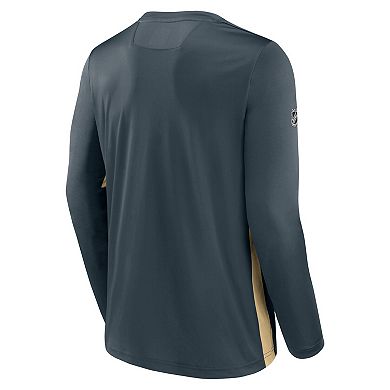 Men's Fanatics Branded Gray Vegas Golden Knights Authentic Pro Rink Performance Long Sleeve T-Shirt
