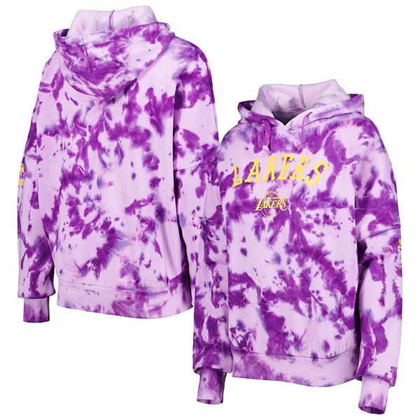 Women's New Era Purple Los Angeles Lakers Brushed Cotton Tie-Dye Pullover  Hoodie