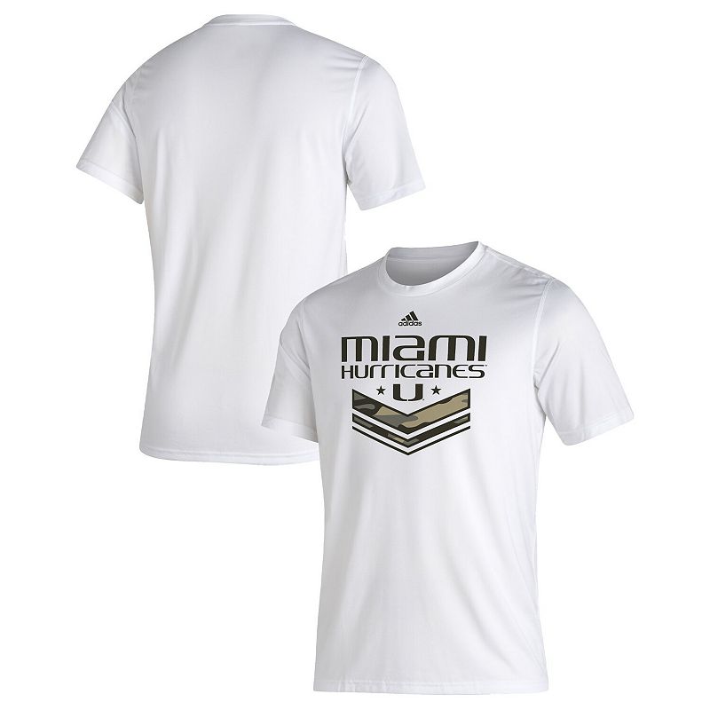 Mens adidas White Miami Hurricanes Salute To Service Creator T-Shirt, Size