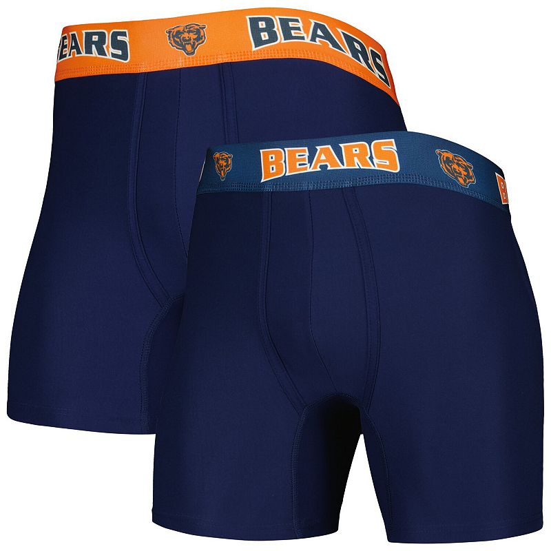 Mens Concepts Sport Navy/Orange Chicago Bears 2-Pack Boxer Briefs Set, Siz