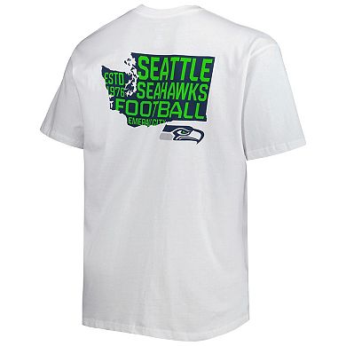 Men's Fanatics Branded White Seattle Seahawks Big & Tall Hometown Collection Hot Shot T-Shirt