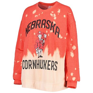 Women's Gameday Couture Red Nebraska Huskers Twice As Nice Faded Dip-Dye Pullover Long Sleeve Top