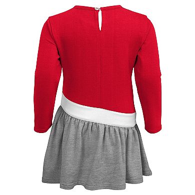 Girls Infant Scarlet/Heathered Gray Ohio State Buckeyes Heart to Heart French Terry Dress