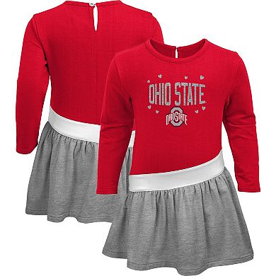 Girls Infant Scarlet/Heathered Gray Ohio State Buckeyes Heart to Heart French Terry Dress