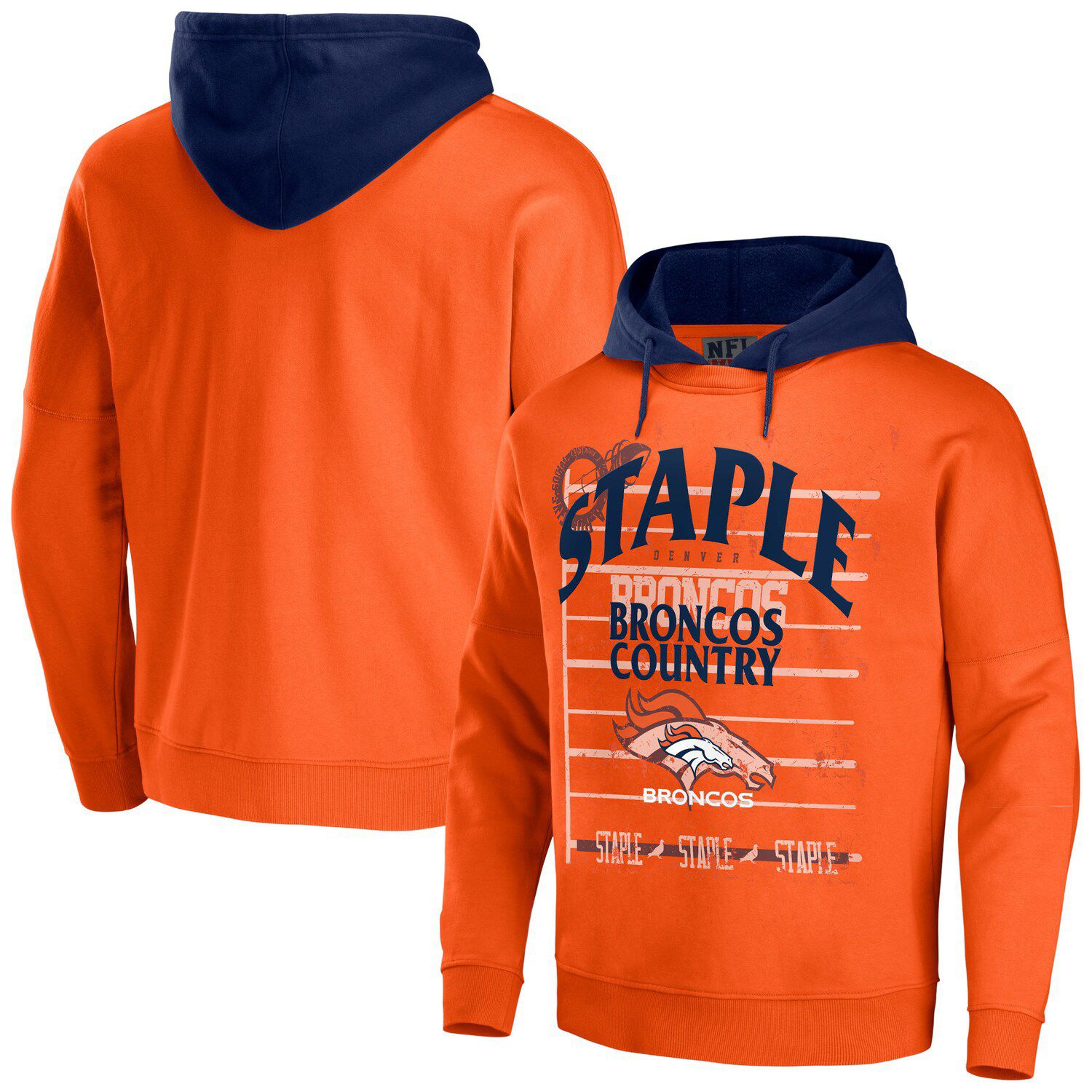 Men's NFL x Staple Orange Miami Dolphins Throwback Vintage Wash Pullover Hoodie Size: Large