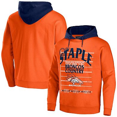 Men's NFL x Staple Orange Denver Broncos Throwback Vintage Wash Pullover Hoodie