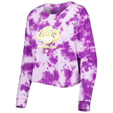 Women's New Era Purple Los Angeles Lakers Tie Dye Cropped Long Sleeve T-Shirt