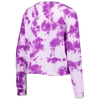 Women's New Era Purple Los Angeles Lakers Tie Dye Cropped Long Sleeve T-Shirt