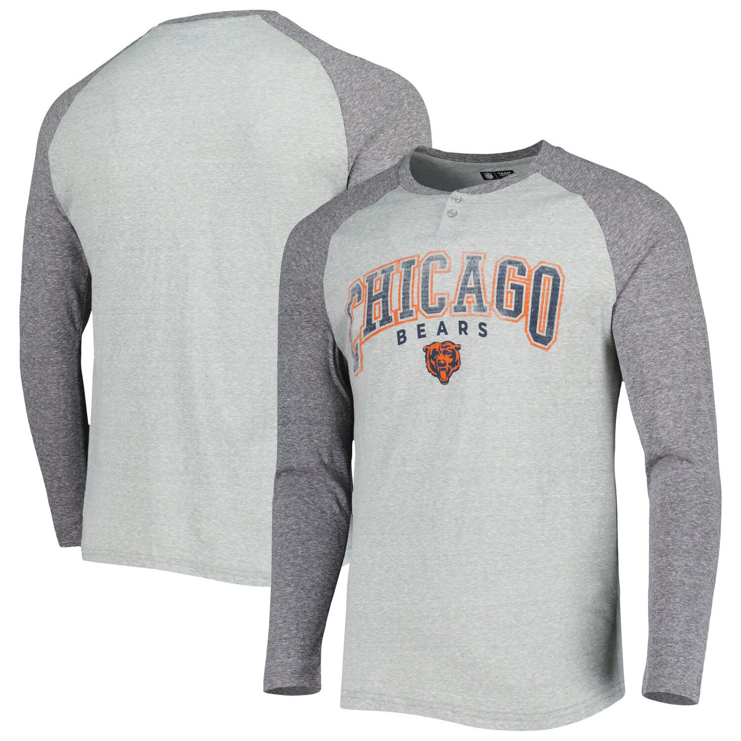 Men's Starter Orange/Navy Chicago Bears Throwback League Raglan Long Sleeve Tri-Blend T-Shirt Size: Small