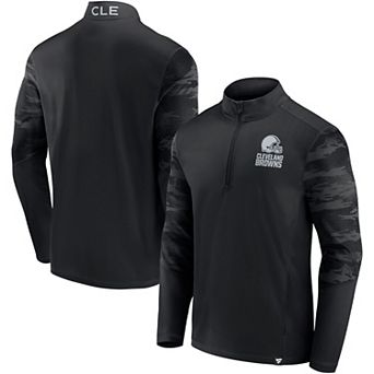 Men's Fanatics Branded Cleveland Browns Blackout Ringer Quarter-Zip Jacket