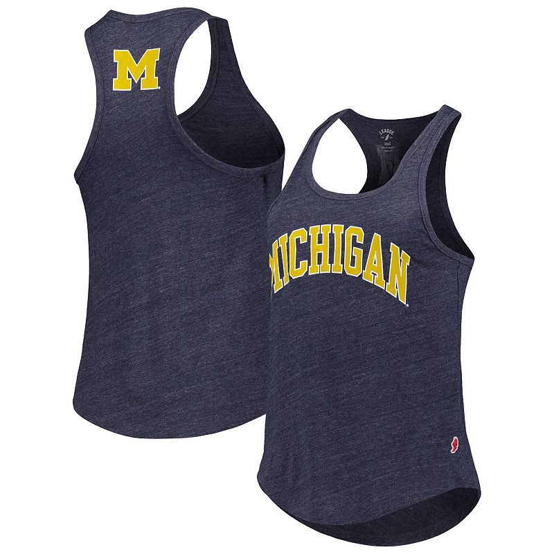 Womens League Collegiate Wear Heather Navy Michigan Wolverines Two-Hit Int