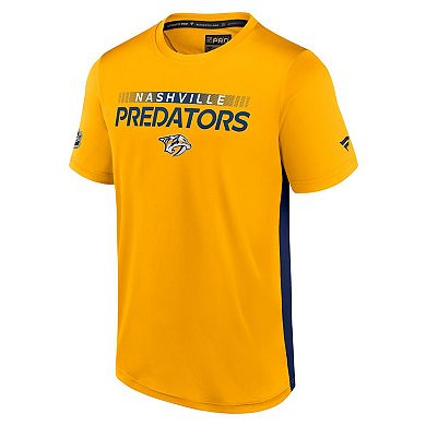 Men's Fanatics Branded Gold/Navy Nashville Predators Authentic Pro Rink Tech T-Shirt