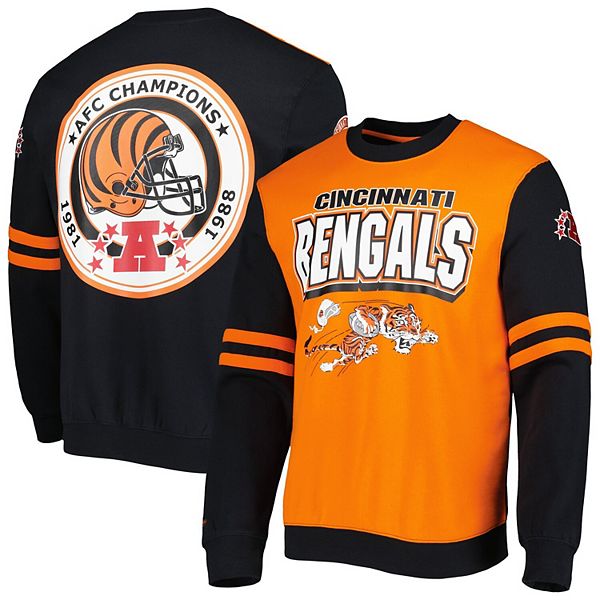 Mitchell & Ness Black Cincinnati Bengals Gridiron Classics Allover 3.0 Pullover Sweatshirt