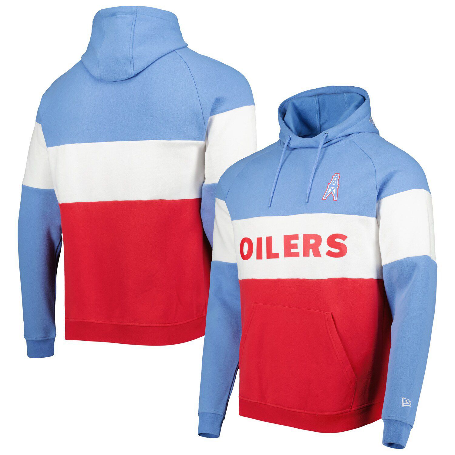 Men's Mitchell & Ness Light Blue Houston Oilers Buzzer Beater Mesh Short  Sleeve Pullover Hoodie