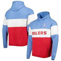 Men's Majestic Threads Cream/Light Blue Houston Oilers Gridiron Classics  Raglan 3/4-Sleeve T-Shirt