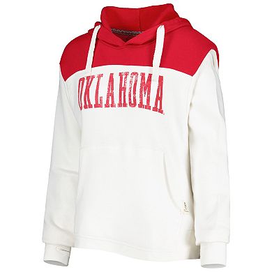 Women's Pressbox White/Crimson Oklahoma Sooners Chicago 2-Hit Yoke Pullover Hoodie