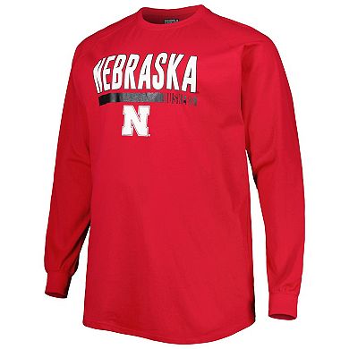 Men's Scarlet Nebraska Huskers Big & Tall Two-Hit Long Sleeve T-Shirt