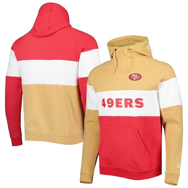 Lids San Francisco 49ers New Era Big & Tall Current Colorblock Raglan  Fleece Pullover Hoodie - Gold/Scarlet