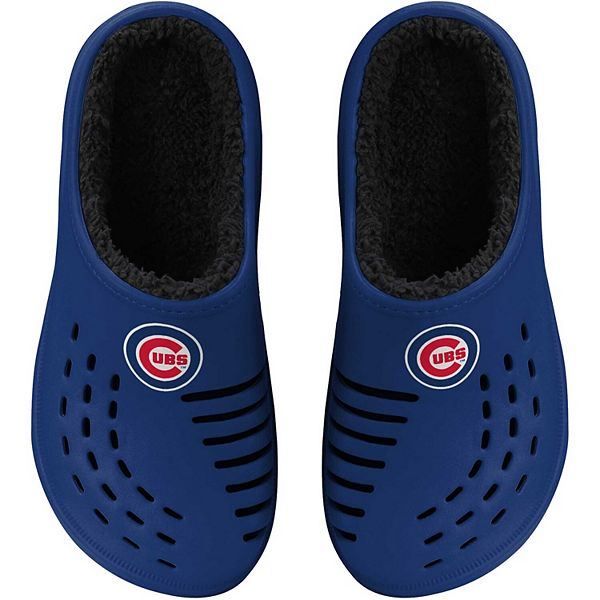 Men's FOCO Chicago Cubs Big Logo Sherpa-Lined Clog Slippers