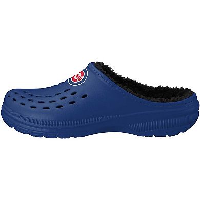 Men's FOCO Chicago Cubs Big Logo Sherpa-Lined Clog Slippers