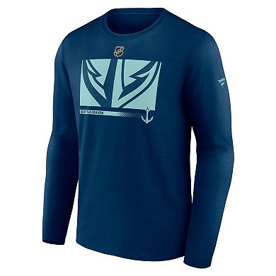 Men's Fanatics Branded Deep Sea Blue Seattle Kraken Authentic Pro Core Collection Secondary Long Sleeve T-Shirt