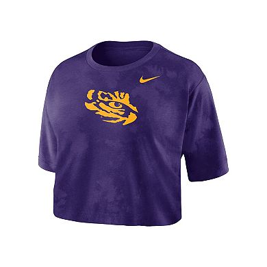 Women's Nike Purple LSU Tigers Tie-Dye Cropped T-Shirt