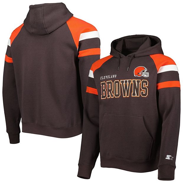 Men's Starter Brown Cleveland Browns Draft Fleece Raglan Pullover Hoodie