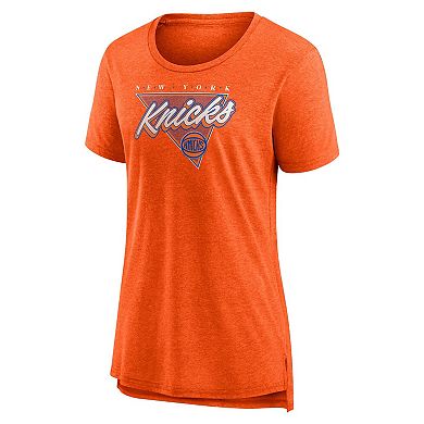 Women's Fanatics Branded Heathered Orange New York Knicks True Classics Tri-Blend T-Shirt