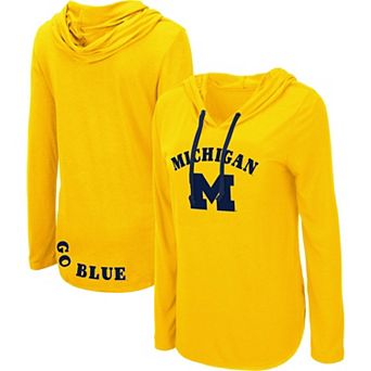 Women's Colosseum Maize Michigan Wolverines My Lover Long Sleeve Hoodie T-Shirt