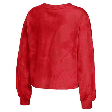 Women's WEAR by Erin Andrews Red Atlanta Falcons Tie-Dye Cropped Pullover Sweatshirt & Shorts Lounge Set